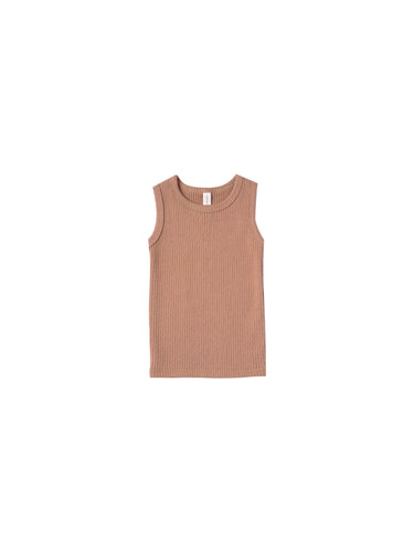 Quincy Mae Organic Ribbed Tank, Terracotta